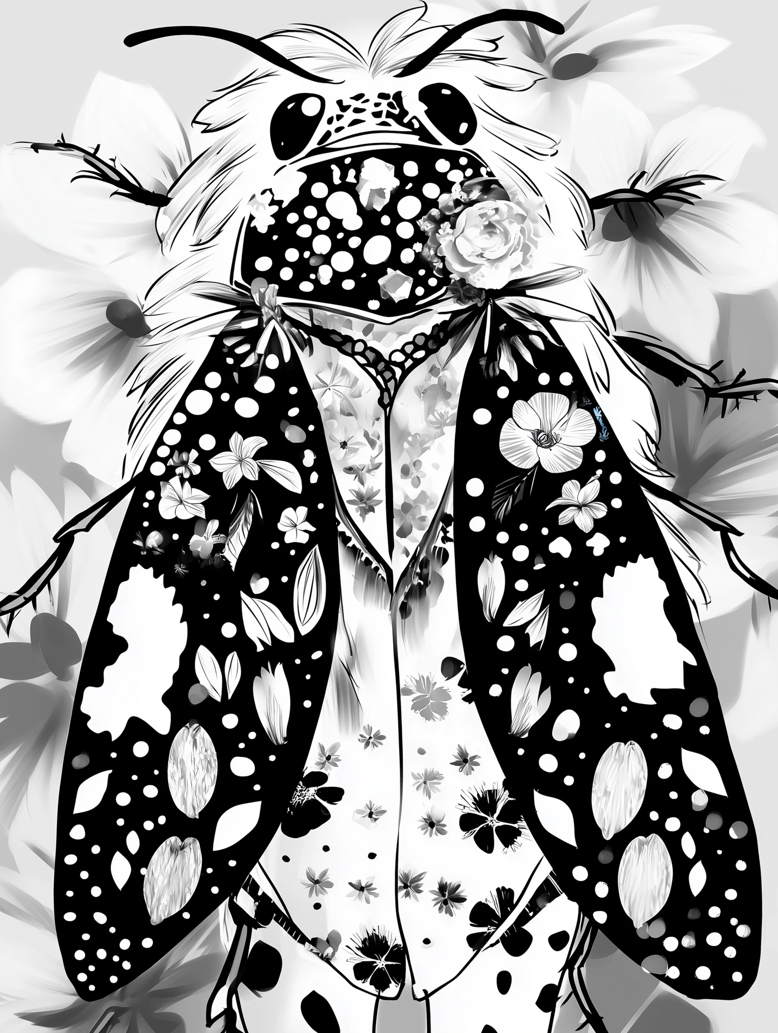 Free printable insect coloring page for adults featuring a glamorous beetle